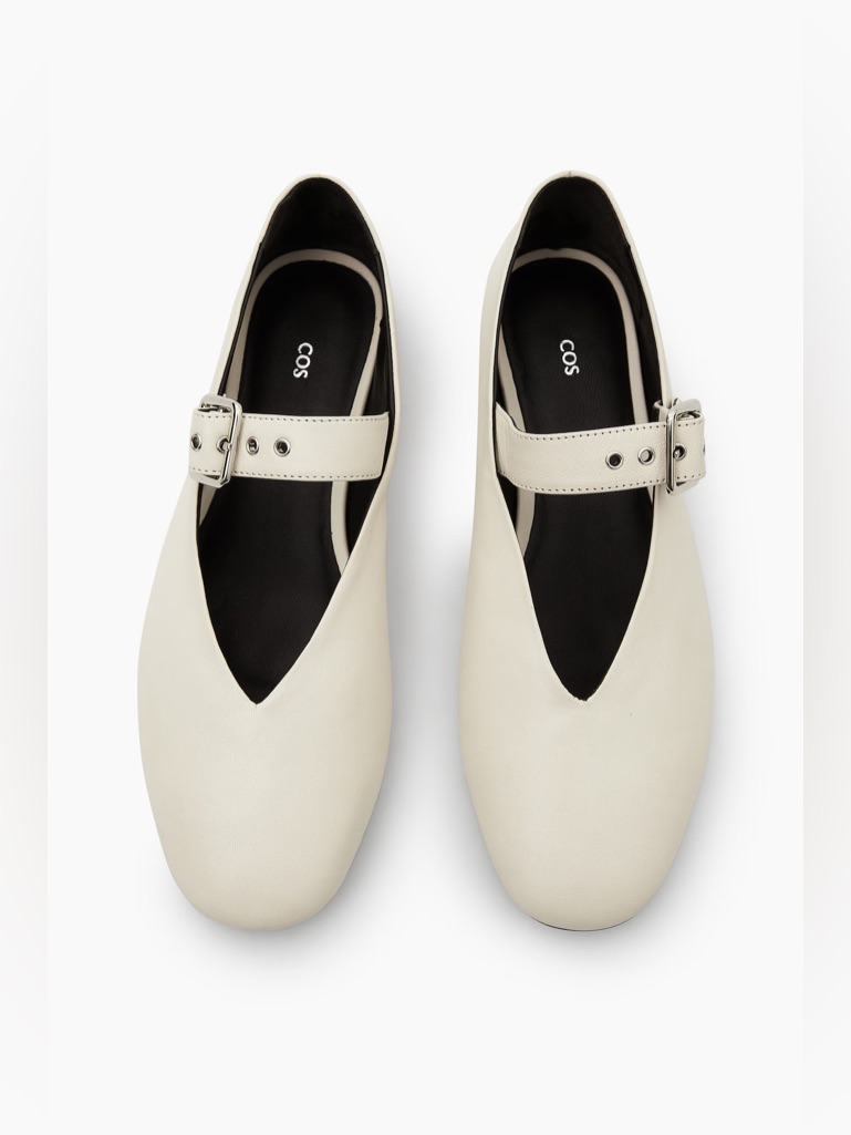Cos Buckled Ballet Flats Maryjanes Ivory Leather 39/8